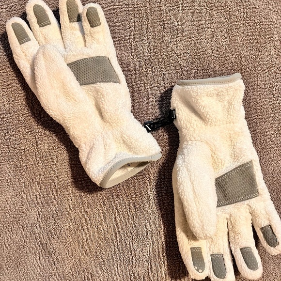 North Face fleece white gloves, size M - Picture 2 of 3